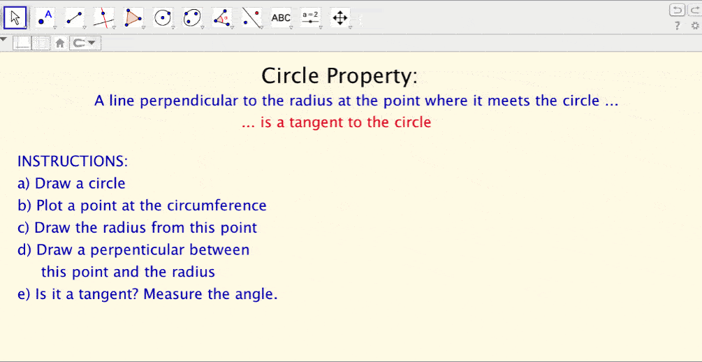 A student-centered GeoGebra investigation of circle properties. Making maths visible.
